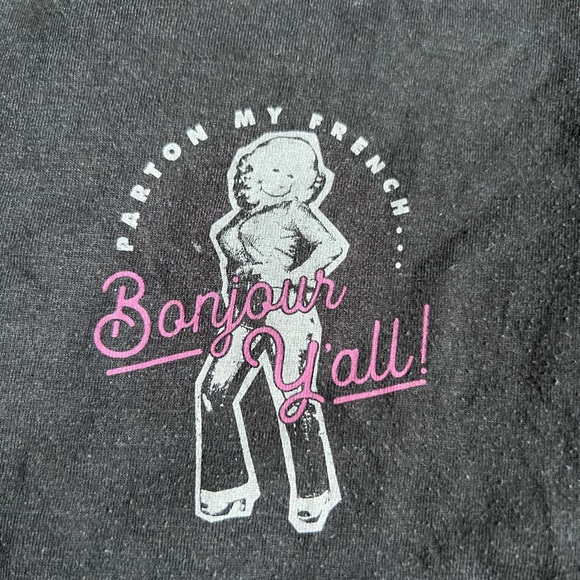 Dolly Parton My French Kids Tshirt 12-18M Bonjour Y’all Black Baby Toddler - Picture 3 of 3